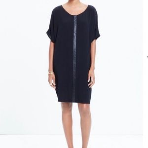Madewell Black Leather Edge Easy Shirt Dress